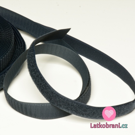 Suchý zip 20 mm tmavě šedý