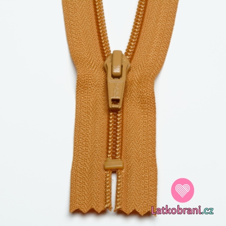 Zip spirálový nedělitelný hořčicový 15 cm