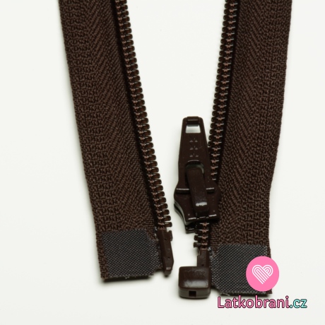 Zip spirálový dělitelný tmavě hnědý 45cm