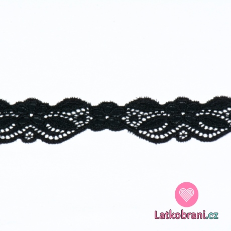 Krajka elastická 33 mm, kvítka černá