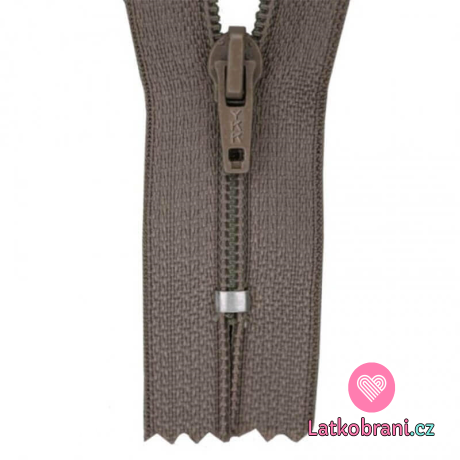 Zip spirálový nedělitelný hnědý taupový 12 cm