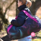 Softshell potisk fialový design na černé 