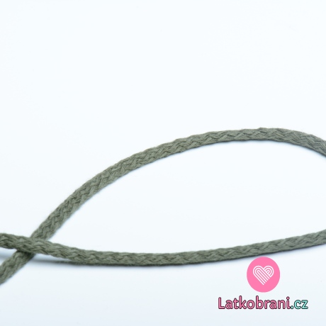Šňůra kulatá oděvní bavlna 4 mm khaki