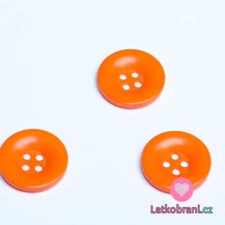 Knoflík hladký lesklý oranžový 28 mm
