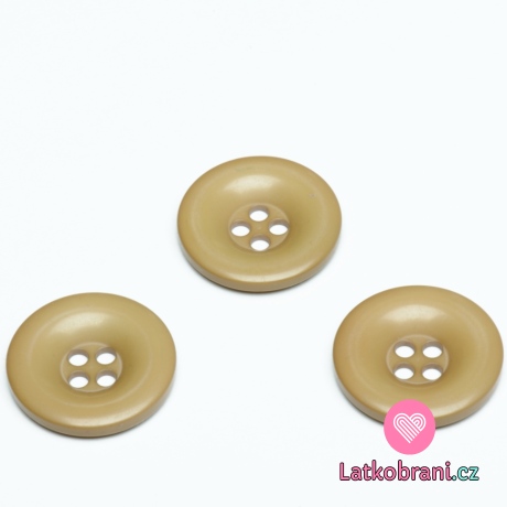 Knoflík hladký lesklý světle hnědý 30 mm