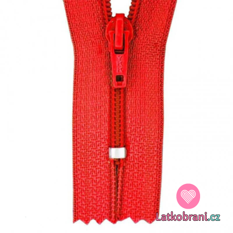 Zip spirálový nedělitelný červený 12 cm