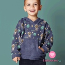 Teplákovina potisk méďa kosmonaut na modrém jeans