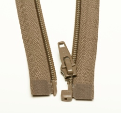 Zip spirálový dělitelný kávový tmavší 35cm