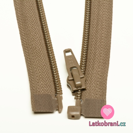 Zip spirálový dělitelný kávový tmavší 35cm