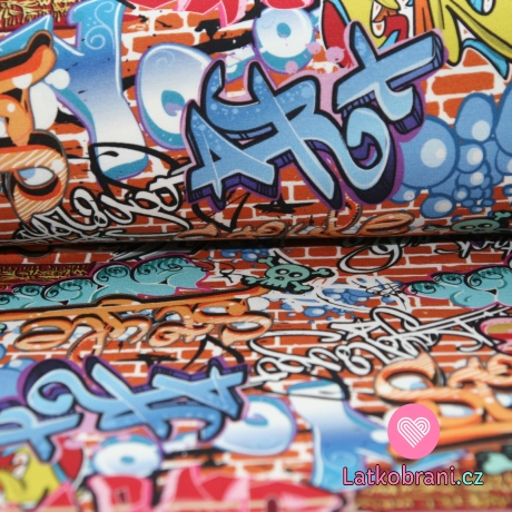Teplákovina grafiti písma na cihlové zdi