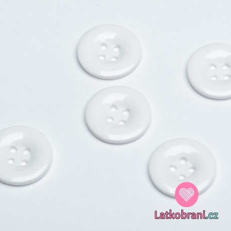 Knoflík hladký, lesklý, bílý 23mm