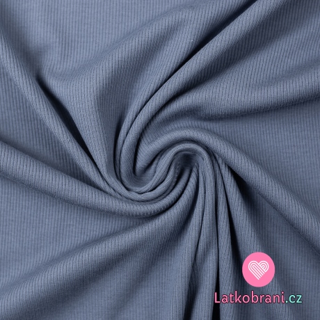 Žebrovaný jednobarevný úplet modrá jeans