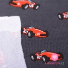 Teplákovina potisk červená formule na tmavě šedé