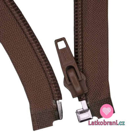 Zip spirálový dělitelný hnědý 55 cm