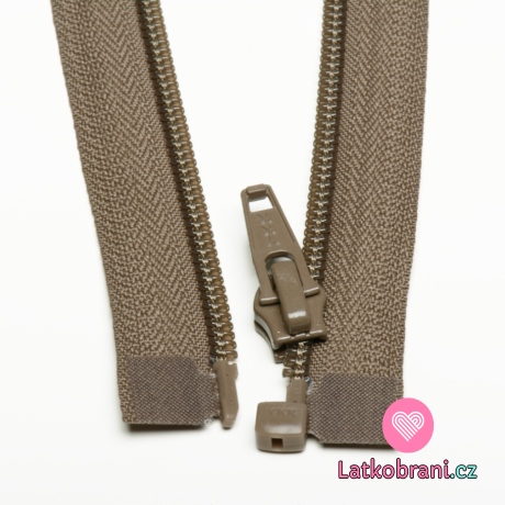 Zip spirálový dělitelný kávový tmavší 70cm