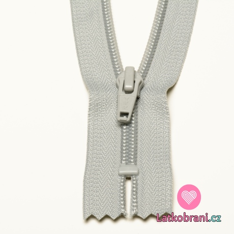 Zip spirálový nedělitelný stříbřitě šedý 18 cm