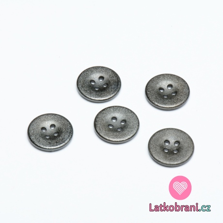 Knoflík kulatý, metalický čtyřdírkový