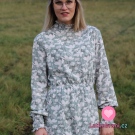 Viskóza potisk bílé květiny na starorůžové, hedvábný efekt