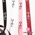 Stuha na oblečení s nápisem GIRL bílá
