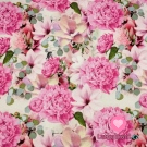 Teplákovina potisk růžové magnolie a pivoňky