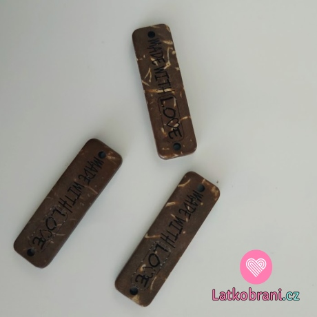 Štítek na oblečení obdelník "Made with lowe"