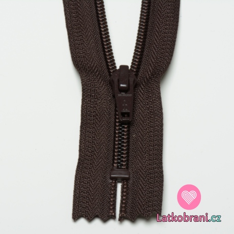 Zip spirálový nedělitelný tmavě hnědý 15 cm