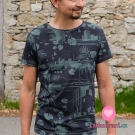 Úplet potisk moderní khaki budova na černé