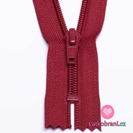Zip spirálový nedělitelný tmavě červený 12 cm