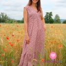Viskóza potisk kytičky na starorůžové 