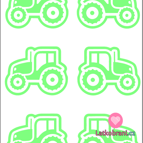 Ve tmě svítící nažehlovačka traktor (6ks)
