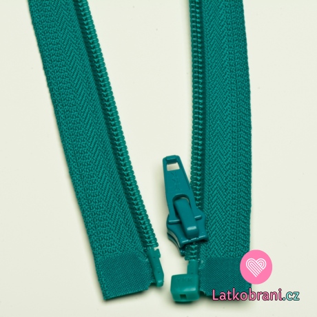 Zip spirálový dělitelný smaragdově zelený 60cm