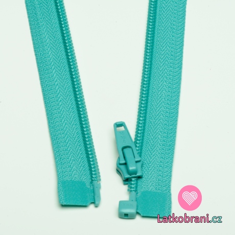 Zip spirálový dělitelný tyrkysový 50cm