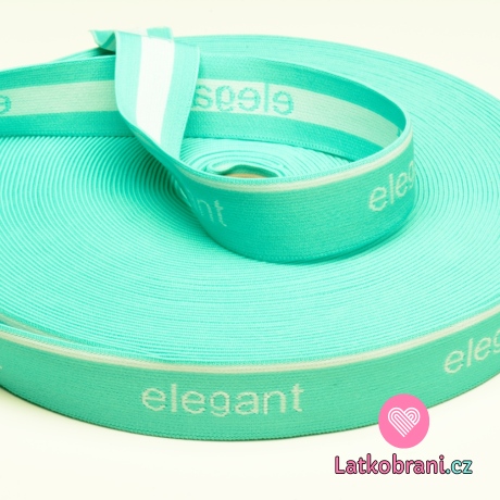 Pruženka bílý text ELEGANT na mintové