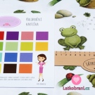 Úplet potisk žabky u rybníka na bílé