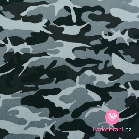 Softshell pružný potisk šedý maskáč s fleecem 