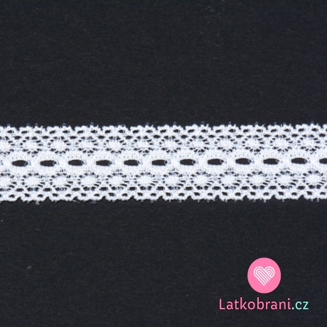 Krajka elastická ozdobná 23 mm, bílá