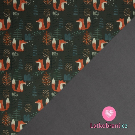 Softshell potisk liška na khaki  s fleecem