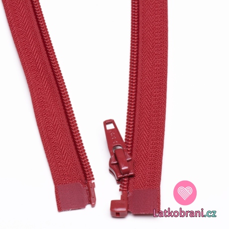 Zip spirálový dělitelný tmavě červený 40cm