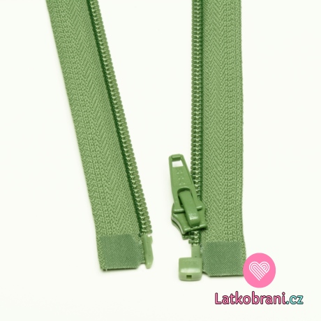 Zip spirálový dělitelný olivový 70cm