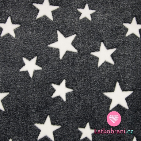 Wellsoft fleece bílé hvězdy na černé