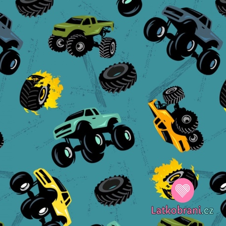 Úplet auta monster truck na modré jeans 