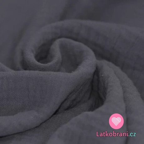Dvojitá gázovina / mušelín tmavě šedá