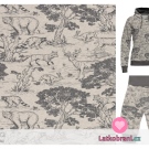 Teplákovina počesaná potisk lesní zvířátka - off white