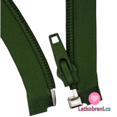 Zip spirálový dělitelný tmavě zelený 70 cm