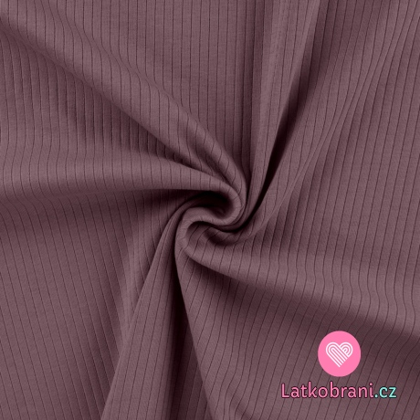 Jednobarevný úplet žebrovaný mauve 