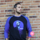 Teplákovina panel vousatý Džentlmen v kruhu na modré