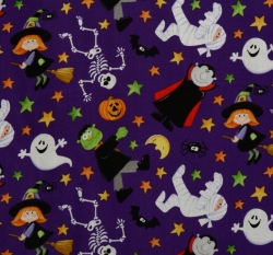 Americké bavlněné plátno halloween na fialové