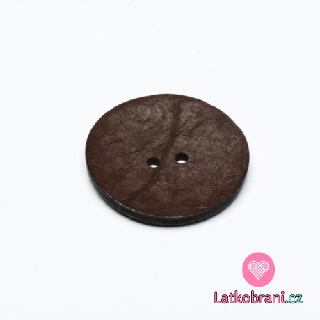 Knoflík z kokosu, kulatý, tmavě hnědý