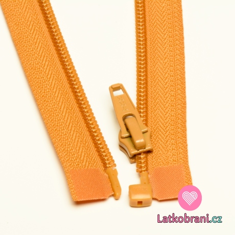 Zip spirálový dělitelný hořčicový 45cm