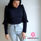 Žebrovaný jednobarevný úplet modrá jeans